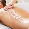 Body exfoliation with hot stone massage
