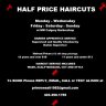 MONDAY - HALF PRICE haircuts by apprentice barber