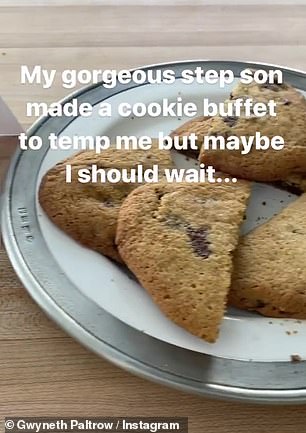 Paltrow also posted photos of the 'cookie buffet' her stepson had made for her
