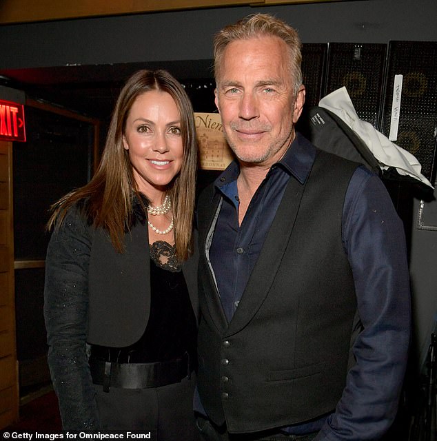 Costner with wife Christine Baumgartner on April 5, 2022. She has filed for a divorce